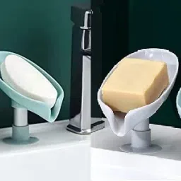 Wall Mounted Leaf Shape Soap Holder with Suction Cup Multi Colour Plastic Wall Shelf-image-9