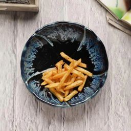 vareesha Leher- Round Dark Blue 8 Inch Ceramic Appetizer Platter-picture-32