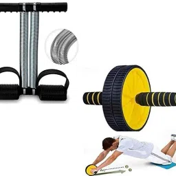 Double Spring Tummy Trimmer and Double Wheel AB Roller Combo for Abs Fitness Accessory Kit Kit-image-50