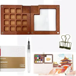Water Painting Book with 15 Grid Palette and Brush Pen Travel Mini Art for Kids-11