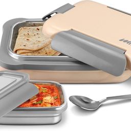 milton More Meal Large Tiffin Box, 770 ml, with Container, 175 ml and Spoon, Ivory 1 Containers Lunch Box-picture-4