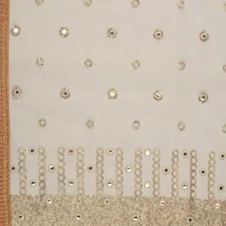 Dupatta Bazaar Cream-Coloured & Gold Ethnic Motifs Embroidered Dupatta with Sequinned image 2