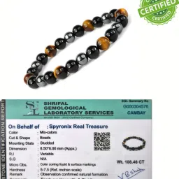 Stone, Tiger's Eye, Black Obsidian Crystal Bracelet-13