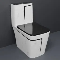 C/T07 Premium Quality White Marble commode with Black Finishing Line and Round Flush Button Western Commode-5