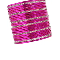 NMII Set Of 26 Zircon Studded & Glossy Finished Metal Bangles image 3