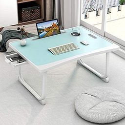 Tarkan Portable Folding Laptop Desk for Bed, Lapdesk with Handle, Drawer, Cup & Mobile/Tablet Holder for Study, Eating, Work (Blue) image 1