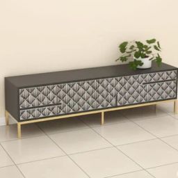 casagold Moroccan Bone Inlay TV Console In Grey Colour-picture-7