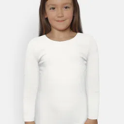 Kanvin Girls Pack of 2 White Self Design Thermal Tops-image-24