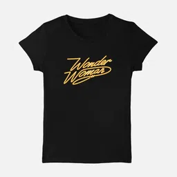 Kids Ville Wonder Woman Printed Black Tshirt for Girls-image-31