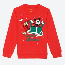 YK Disney Girls Red Christmas Minnie & Daisy Cotton Printed Sweatshirt-image-79