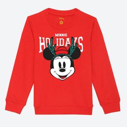 YK Disney Girls Red Cotton Christmas Minnie Printed Sweatshirt-image-78