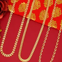 Ramdev Art Fashion Jwellery Set Of 3 Gold-Plated Minimal Necklace-37