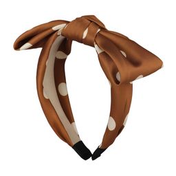 Vembley Women Brown & Peach-Coloured Polka Dot Printed Hairband-image-6