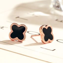 MYKI Rose Gold-Plated Cubic Zirconia Classic Stainless Steel Studs Earrings-40