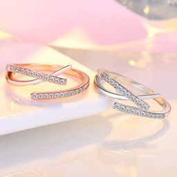 MYKI Silver-Plated CZ-Studded Adjustable Finger Ring-7