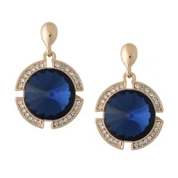 Crunchy Fashion Gold-Plated Circular Drop Earrings-image-31