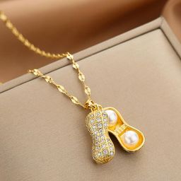 MYKI Gold-Plated CZ-Studded Pendant With Chain-image-0