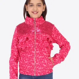 CUTECUMBER Girls Pink Printed & Sequined Sweatshirt-image-70