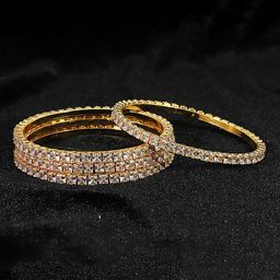 LAVAZZA Set Of 4 CZ American Diamond-Studded Bangles-image-57