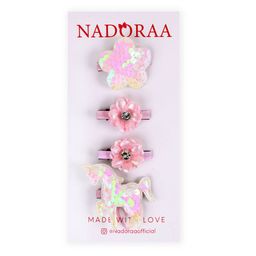 KICKS & CRAWL Girls Pink Set of 4 Embellished Hair Accessory Set-image-61
