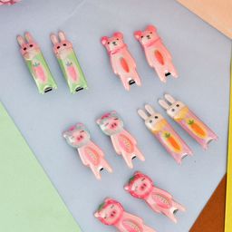 Silvermerc Designs Set-10 Girls Pink & Orange Embellished Alligator Hair Clip-80