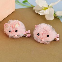 Silvermerc Designs Girls Pink Set of 2 Fur Alligator Hair Clip-27