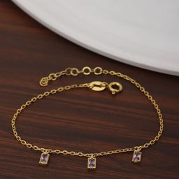Carlton London Women Purple Gold-Plated Cubic Zirconia Charm Bracelet-33