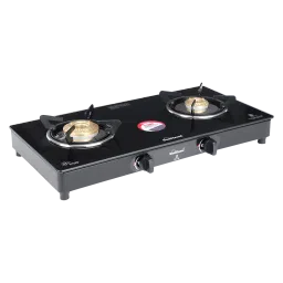 Sunflame Prime Toughened Glass Top 2 Burner Manual Gas Stove (ISI Certified, Black)-picture-2