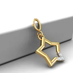 KUBERBOX 18KT Gold Diamond Studded Star Charm Pendant - 0.58gm-image-58