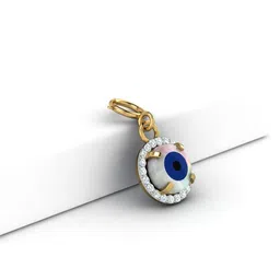KUBERBOX 18KT Gold Diamond Studded Round Evil Eye Charm Pendant - 0.52gm-image-95