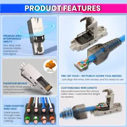amiciTools RJ45 CAT7 Reusable Ethernet Termination Plug, Compatible with 22-23AWG (Pack 2) Lan Adapter image 2