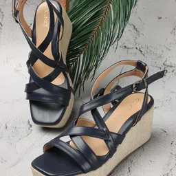 ICONICS Strappy Open Toe Wedge Heels-22