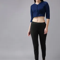 Lux Cottswool Women Blue Solid Woolen Thermal Set-image-22