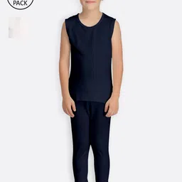 Kanvin Boys Pack of 2 Navy Blue & Off-White Thermal Set-5
