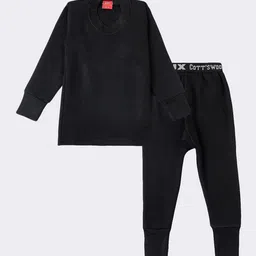 Lux Cottswool Boys Black Solid Cotton Thermal Set-image-35