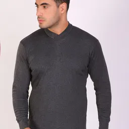T.T. Mens Desire Anthra Slim Fit V-Neck Solid Thermal Top-image-23