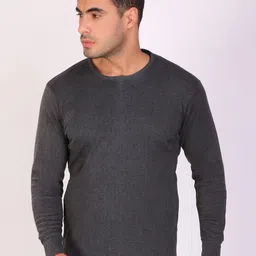 T.T. Mens Desire Anthra Slim Fit Round Neck Solid Thermal Top-image-21