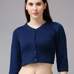 Lux Cottswool Women Blue Solid Slim-Fit Cotton Thermal Top-image-42