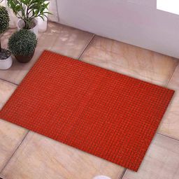 Kuber Industries Red Solid Heavy Duty Anti-Skid Doormat-52