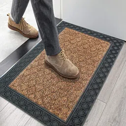 LUXEHOME INTERNATIONAL Brown Self-Designed Anti-Skid CoirDoormat-31
