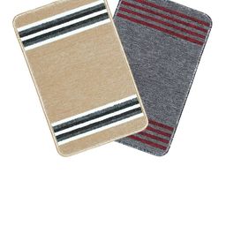 Bedspun Beige & Grey 2 Pieces Striped Anti-Skid Doormats-14