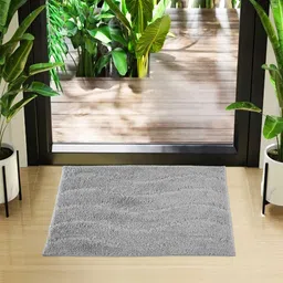 Kuber Industries Grey Woven Design Microfiber Doormats-42