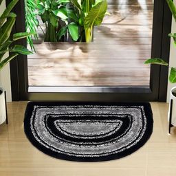 Kuber Industries Black & Grey Woven Design D Shape Doormat-54