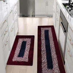 Kuber Industries 2-Pcs Maroon Door Mat & Kitchen Runner Set-image-13
