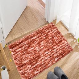 Kuber Industries Orange Coloured Woven Design Microfiber Doormat-7