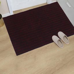 Kuber Industries Maroon & Black Striped Anti-Skid Doormat-12
