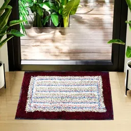 Kuber Industries Maroon & Blue 3 Pieces Cotton Dust Trapper Doormats-36