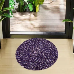 Kuber Industries Purple 2-Pieces Cotton Reversible Round Doormats-25