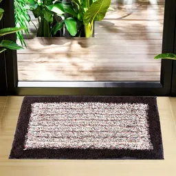 Kuber Industries Maroon & Brown 2 Pieces Woven Design Microfiber Cotton Doormats-35