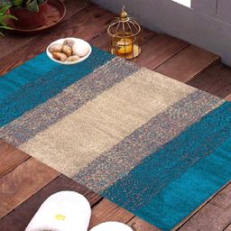 Kuber Industries Set Of 2 Blue & Beige Cotton Anti Slip Door Mat-10